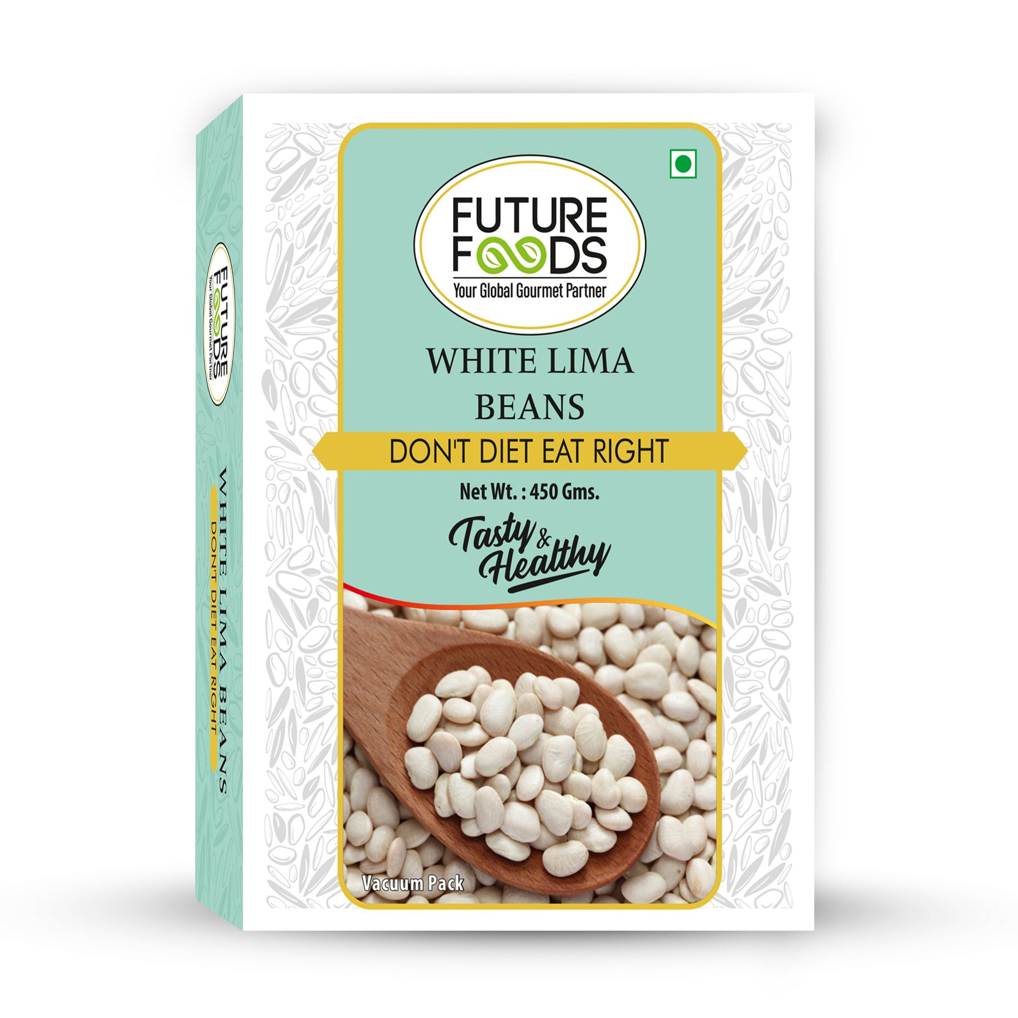 Future Foods White Lima Beans | Butter Beans | Versatile Superfood | Good Source of Dietary Fiber & Iron | Low Fat Content | Mild Flavour & Creamy Texture | 450g