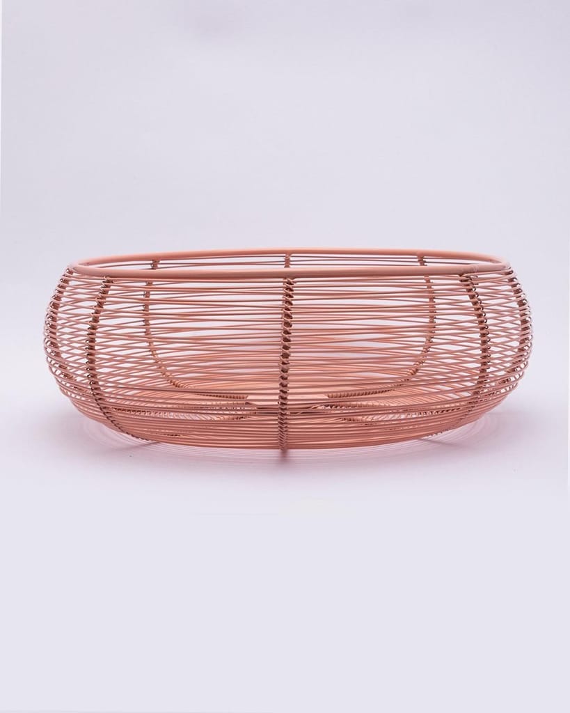 Market99 Metal Wire Countertop Fruit Bowl, Basket Holder Stand, For Home & Kitchen, Peach Colour, Iron