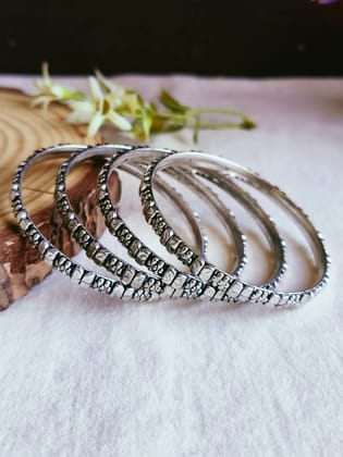 German Silver Navratri Bangles Set | Sarichka Fashion-2.4