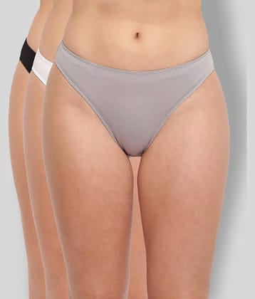 BASIICS By La Intimo Pack of 3 Cotton Lycra Solid Women's Briefs ( Multi Color )