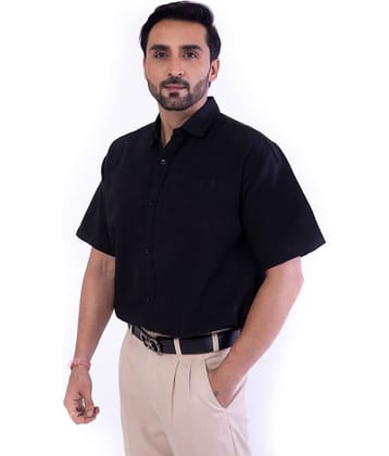 DESHBANDHU DBK Cotton Blend Regular Fit Half Sleeves Men's Formal Shirt - Black ( Pack of 1 )