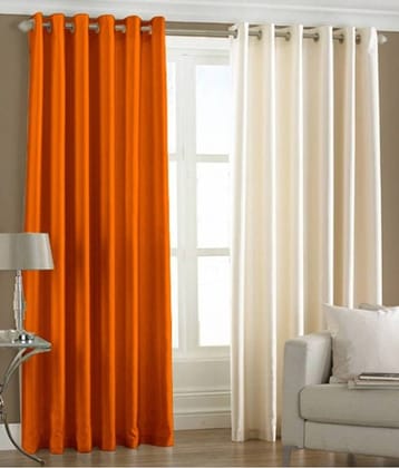 N2C Home Solid Semi-Transparent Eyelet Curtain 5 ft ( Pack of 2 ) - Multicolor