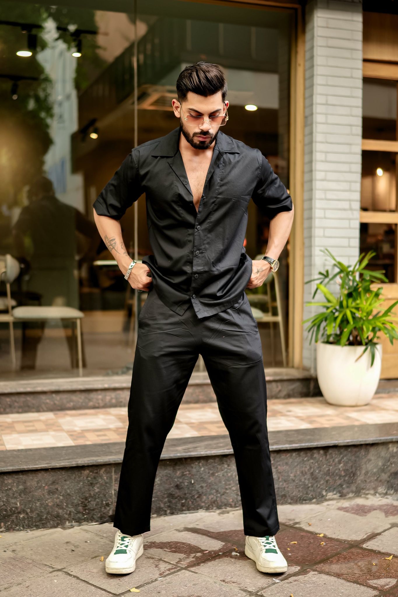 Black Plain Premium Cotton Co-Ords Set