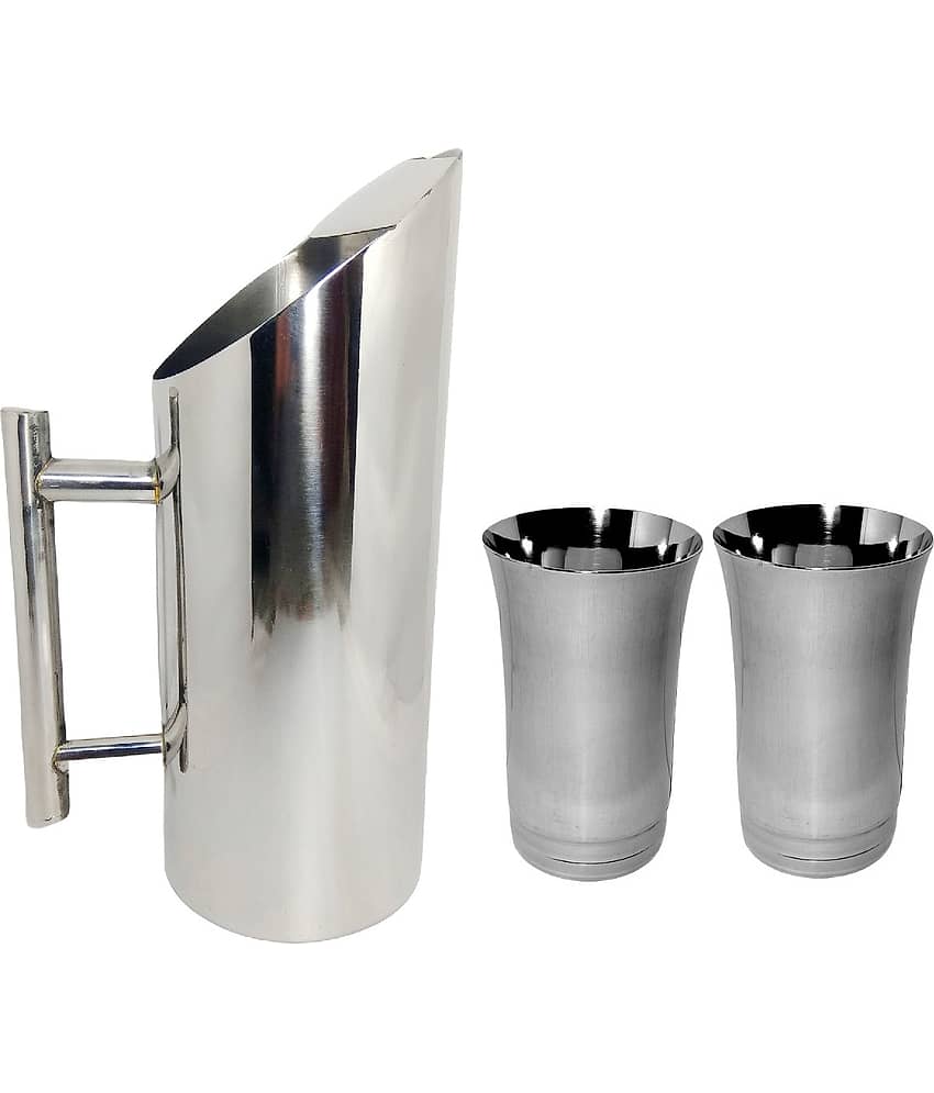 A & H ENTERPRISES Water Jug Daily Use Stainless Steel Jug and Glass Combo 1500 mL