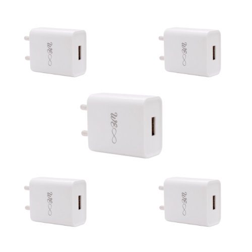 Walta Elite PB 31 Single Port USB Fast Charger 12W Wall Charger Adapter with Type C Cable Inclued - White, Pack of 5