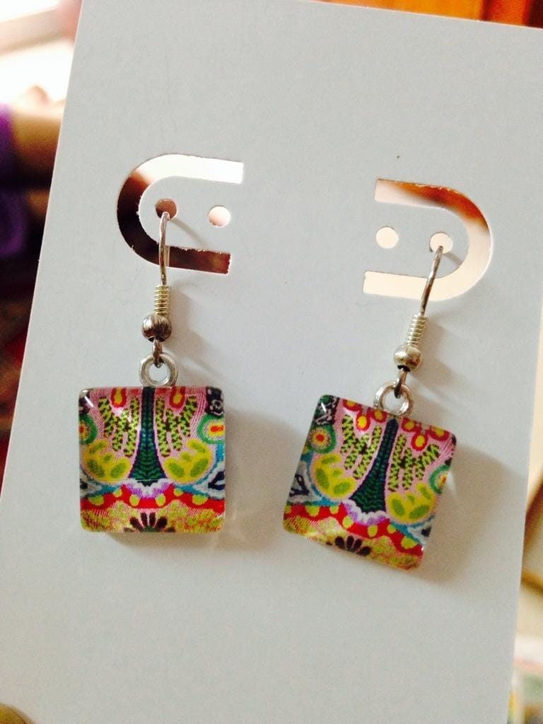 Snaky Squares Glass Earrings