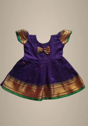 Mom And Me Blue Acrylic Cotton Frock (3-6 Months) | Premium Elegant Design | Festive Wear