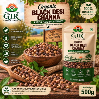 Organic Black Desi Chana | Naturally Grown Kala Chana | The GIR Family Farmer