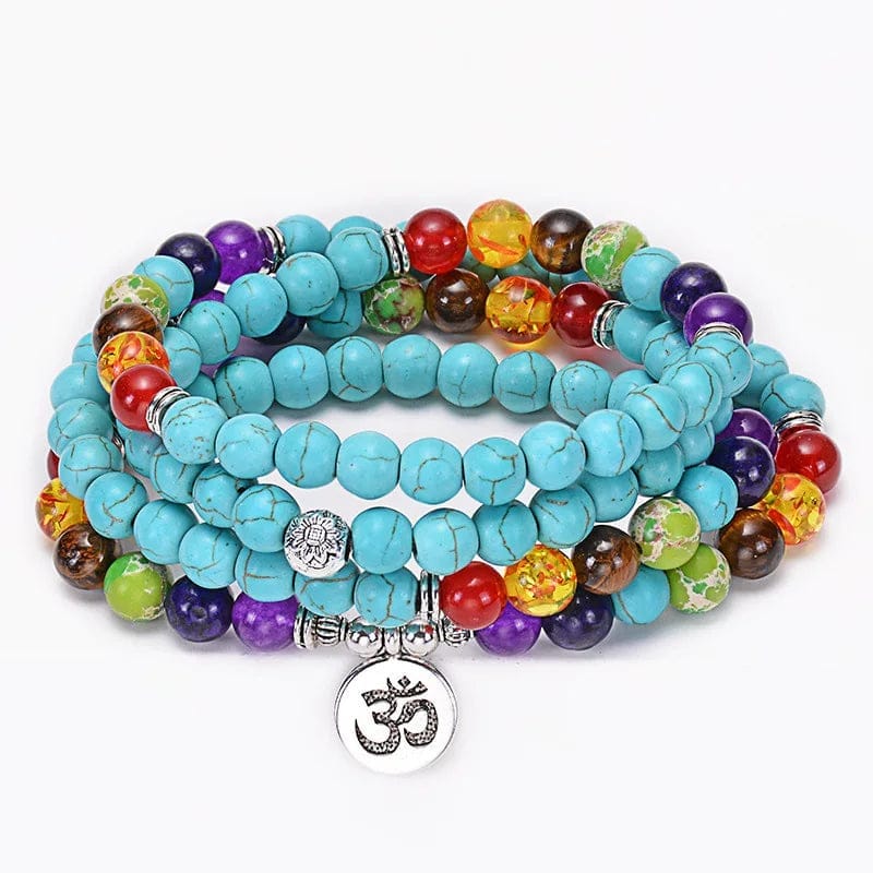 108 Beads Necklace Natural Turquoise Stone Bracelet Necklace Spiritual Healing Gemstone Beads Necklace