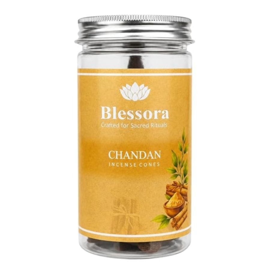 Dhoop Cones for Home – Masala Incense Cones with Long Lasting Fragrance for Puja, Meditation & Yoga, 100g (35 Units Chandan)