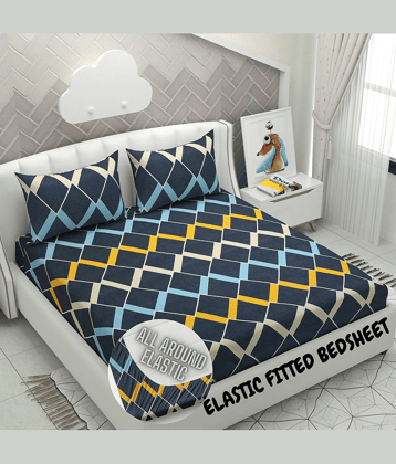 HIDECOR Microfibre Abstract 1 Bedsheet with 2 Pillow Covers - Yellow