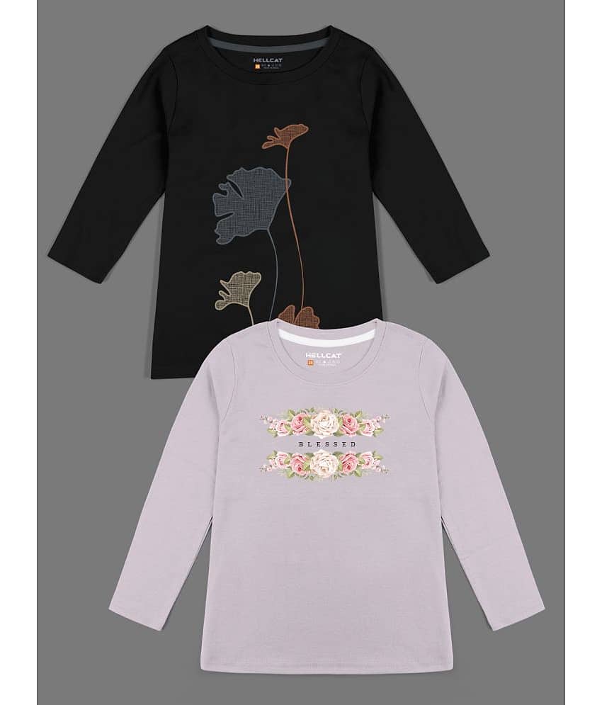 HELLCAT Pack of 2 Girls Cotton Blend T-Shirt ( Multicolor )