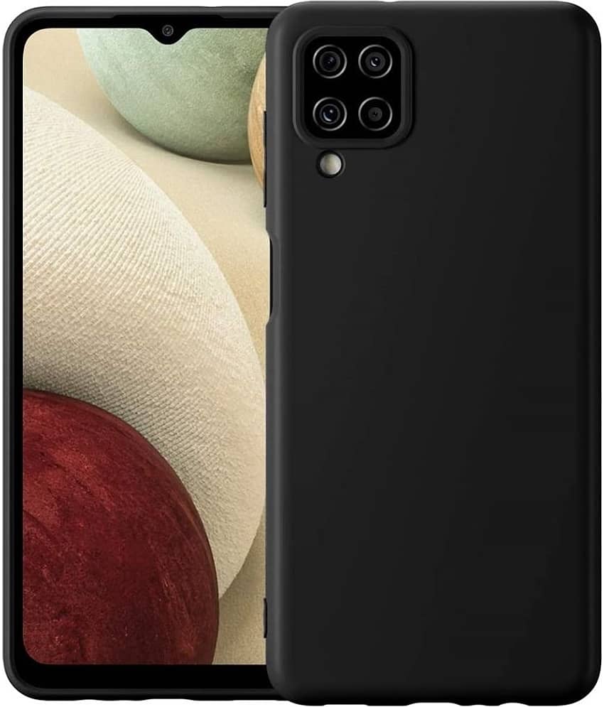 Spectacular Ace - Black Silicon Plain Cases Compatible For Samsung Galaxy F12 ( Pack of 1 )