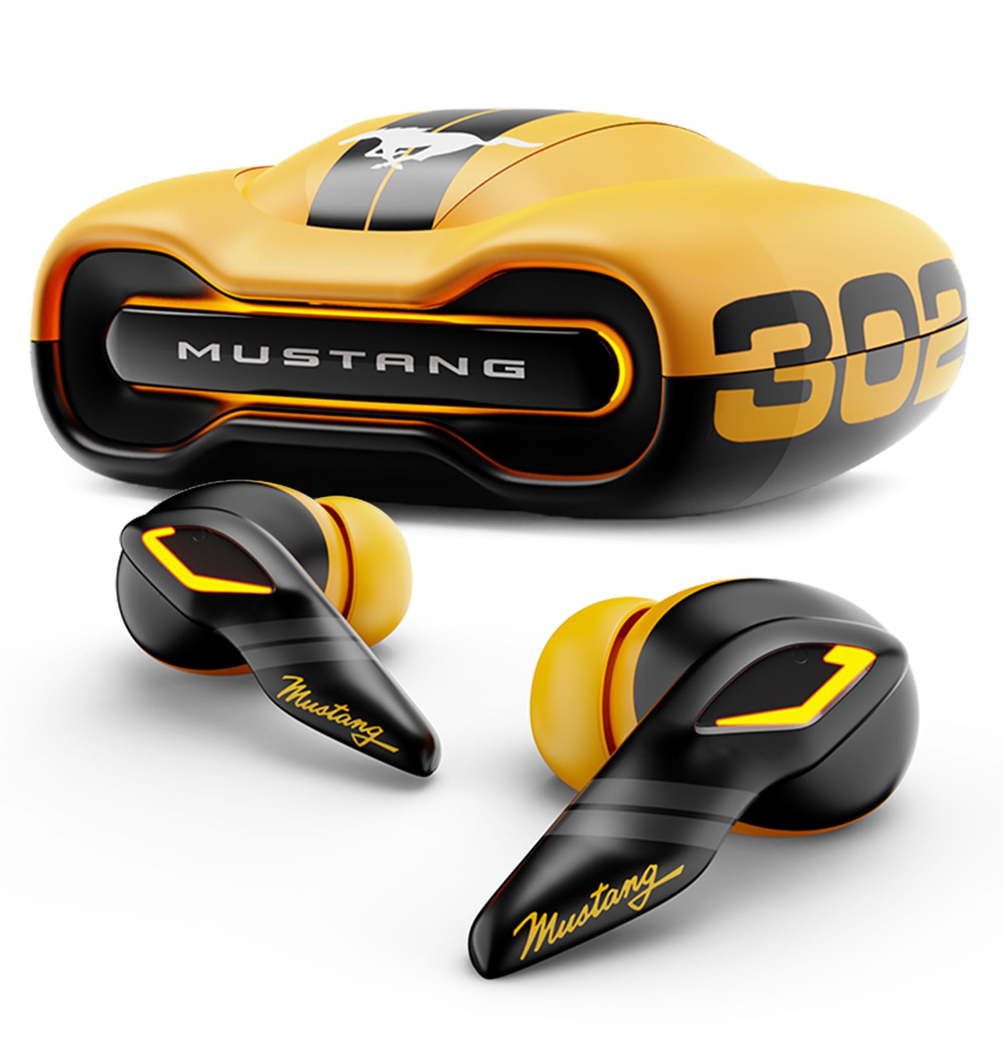 GOBOULT Mustang Torq Wireless in Ear Earbuds with 60H Playtime, App Support, Quad Mic ENC, 45ms Low Latency, 13mm Driver, Breathing LEDs, Made in India Ear Buds Wireless (Yellow)