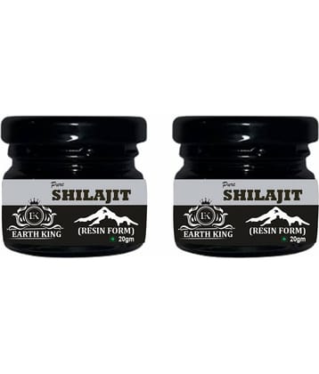 EARTH KING Pure Ayurvedic Shilajit/Shilajit Resin (Semi Liquid) - 40Gm (Pack of 2)