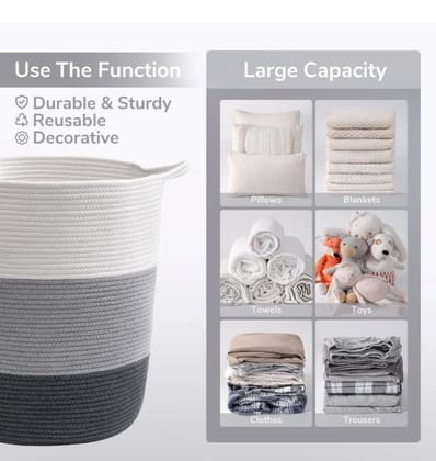 Generic Cotton Pack Of_1 12x14 Inch Laundry Storage Basket For Clothes (Multicolor)-PID66449 Generic Cotton Pack Of_1 12x14 Inch Laundry Storage Basket For Clothes (Multicolor)-PID66449