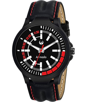 Armado 750- BLACK Leather Analog Men's Watch