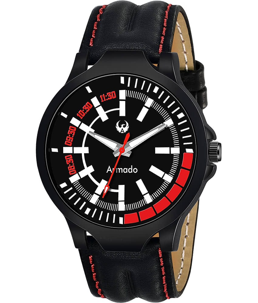 Armado 750- BLACK Leather Analog Men's Watch