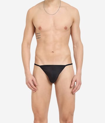 La Intimo Pack of 1 Polyester G-String For Men's ( Black )