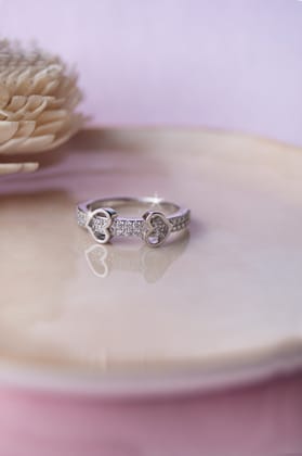 Together In Our Hearts Sterling Silver Ring-US 5 = 15.6mm Diameter / Silver