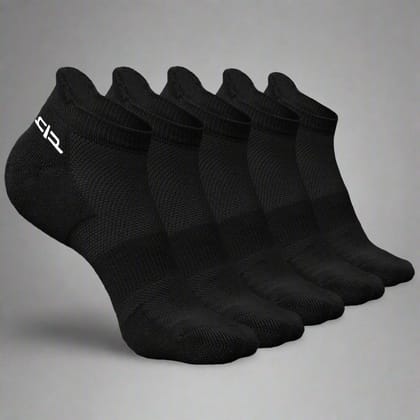 Heelium Bamboo Kids Ankle Socks - 5 Pairs-Age 3-5 Years / Black | Black | Black | Black | Black