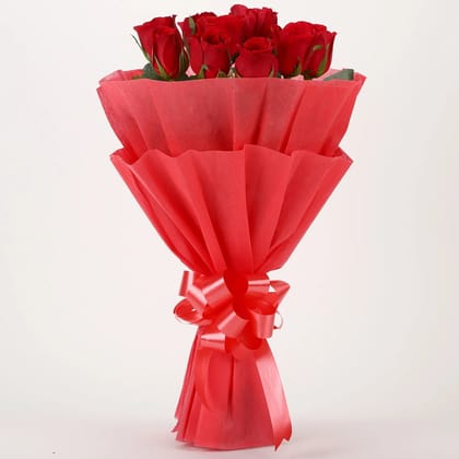 Vivid Red Roses Bouquet
