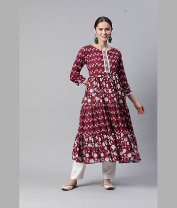 Vbuyz - Pink Cotton Women's Flared Kurti ( Pack of 1 )