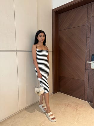 Alba Knit Stripe Dress-FREE SIZE(S/M/L)