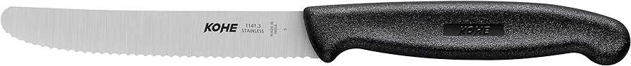 KOHE Stainless Steel Utility Kitchen Knife(Wide Serrated, Assorted Colour) for Slicing Fruits & Vegetable