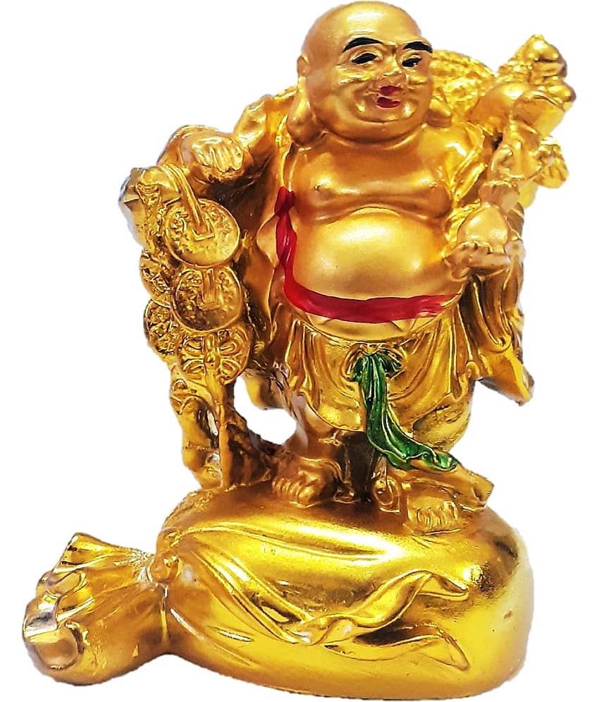 AFTERSTITCH laughing buddha for money and wealth in Vastu & Fengshui Showpiece 10 cm  (Pack of 1)
