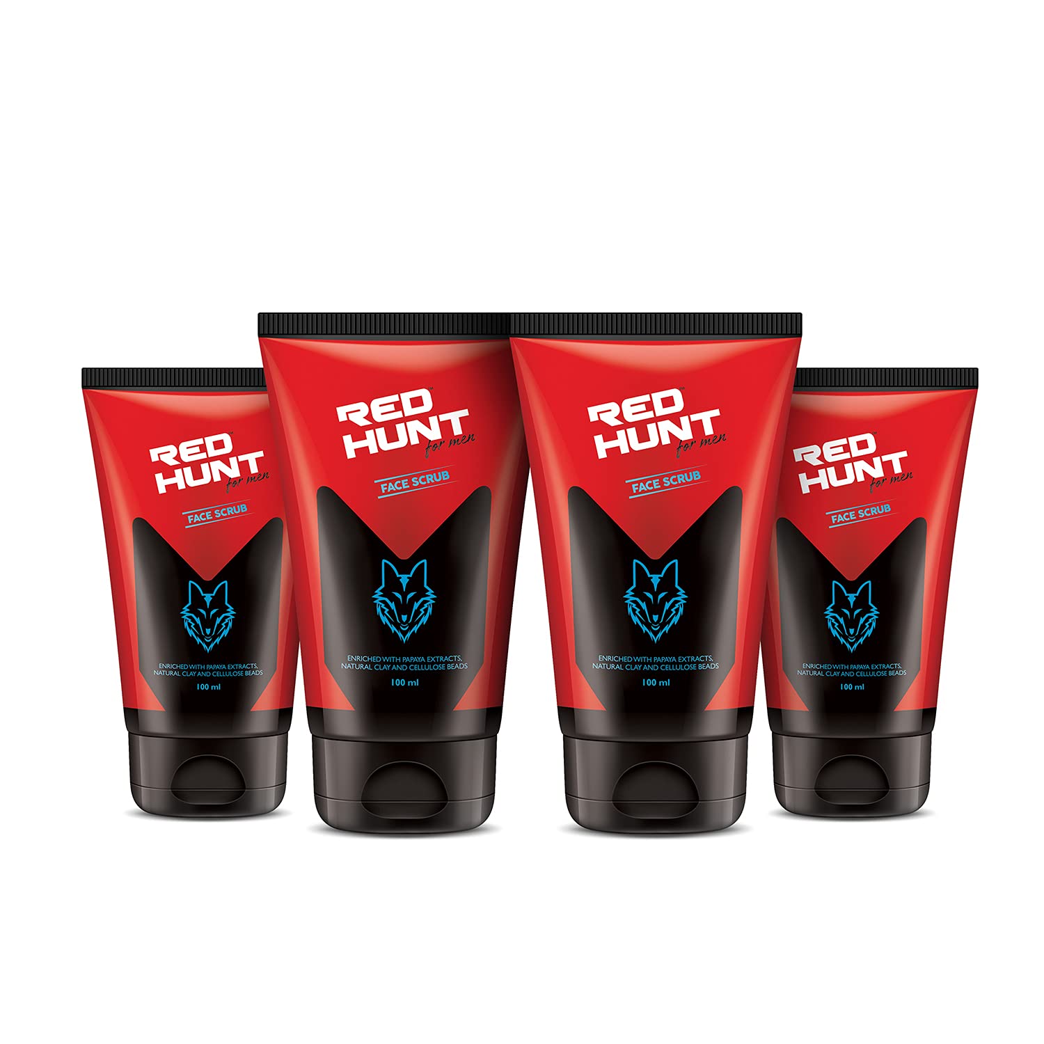 RED HUNT Face Scrub, Red, 100 ml (Pack of 4)