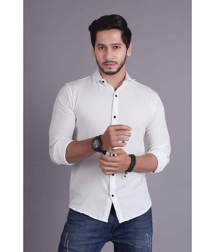 jeevaan... the perfact fashion Cotton Blend Slim Fit Solids Full Sleeves Men's Casual Shirt - White ( Pack of 1 )