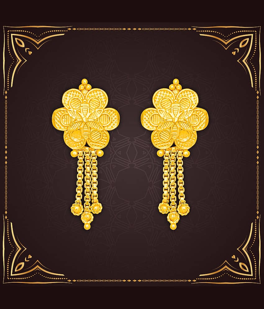 LUV FASHION Golden Drop Earrings ( Pack of 1 )