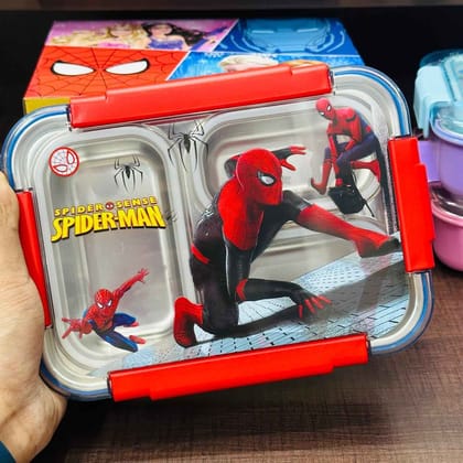 Insulated 3 grid personalized bento lunch box-Spiderman