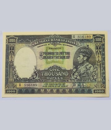 Extreme Rare 1000 Rupee British India King George VI Note Signed By J B Taylor