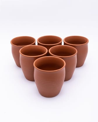 Kulhads, Handmade Indian Traditional Style Kulhad, In-Ring Design, Terracotta Colour, Ceramic, Set of 6, 130 mL