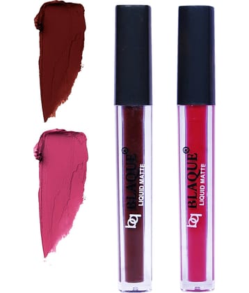 bq BLAQUE Matte Liquid Lipstick Combo Set of 2 Pcs 4ml each, Long Lasting & Waterproof - Chocolate Mood & Fuschia Pink