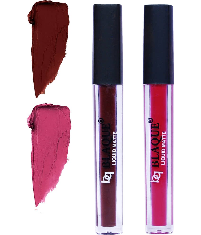 bq BLAQUE Matte Liquid Lipstick Combo Set of 2 Pcs 4ml each, Long Lasting & Waterproof - Chocolate Mood & Fuschia Pink