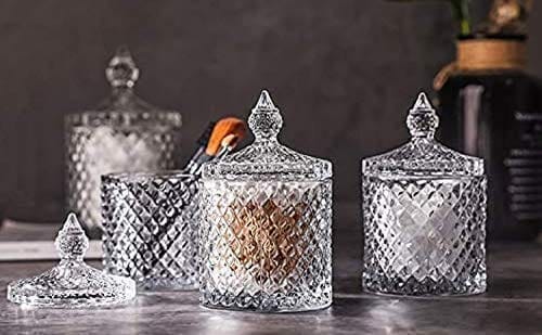 Glass Mukhwas Jar with Lid | 200 ML | Attractive Designer Candy Jar | Multi-Purpose Bowl | Decorative Container For Pickle, Food nuts |
