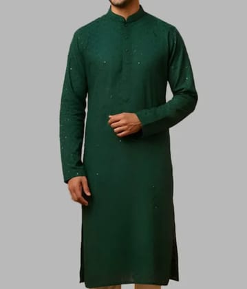 Lucknow Chikankari Sequence Work Green Kurta