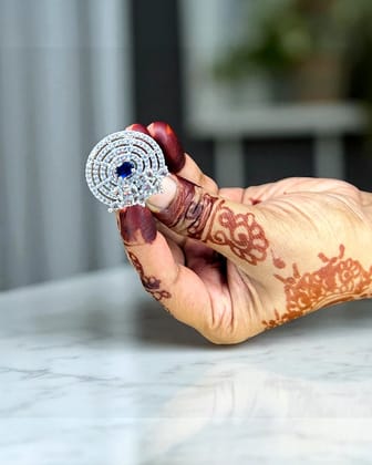 Sparkling American Diamond Ring for Girls – Elegant & Trendy Design (Colour - Silver) by Print Magical Gifts
