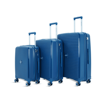 American Traveller Tourispro 2.0 Trolley Bags Lightweight Set of 3 Large and Expandable Suitcase Hardshell Polypropylene Travel Luggage Bag with TSA Type Lock & 8 Disc Wheels. (3, Navy Blue)