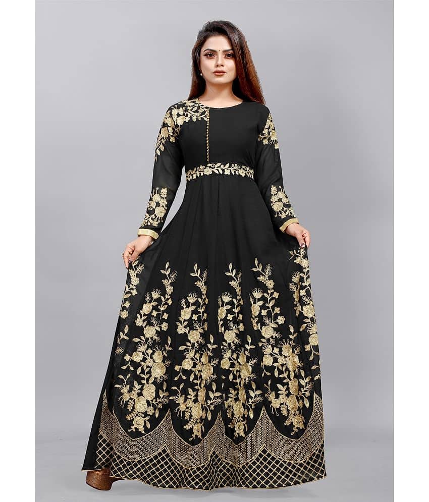 Apnisha Women Georgette Embroidered Ethnic Dress ( Blue )