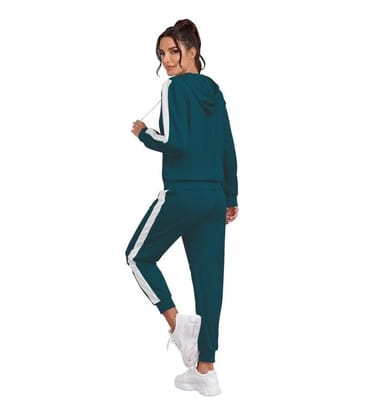 Women's Knitting Stretchable Solid Hooded Neck Full Sleeve Track Suit (Blue, M)-PID56822 Women's Knitting Stretchable Solid Hooded Neck Full Sleeve Track Suit (Blue, M)-PID56822
