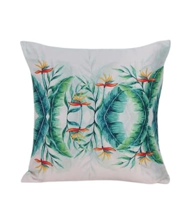 Jeel Decorative Cushion Cover 16 x 16 inch Soft Textured Green Colour Natural Design Fabric | Square Pillow Cover for Bed | Sofa | Chair Seat