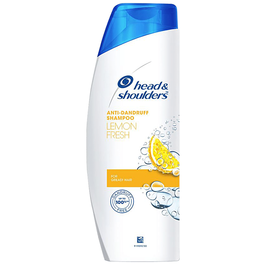 Head & Shoulders Lemon Fresh Anti-Dandruff Shampoo - For Greasy Hair, Upto 100% Dandruff Free, 180 Ml Bottle