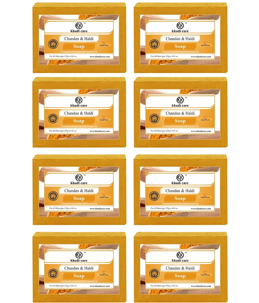Khadi Care Herbal Chandan Haldi Soap (125g Each) Pack of 8