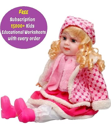 Cute Looking Musical Rhyming Babydoll, Big Stroller Dolls, Laughing and Singing Soft Push Stuffed Talking Poem Doll Baby Girl Toy for Kids (Free subscription of kids Educational worksheets)