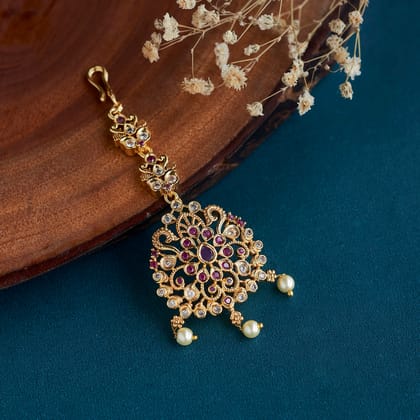 Emerald Oasis Gold Plated Tika-Red-White / Gold Plated / Free Size