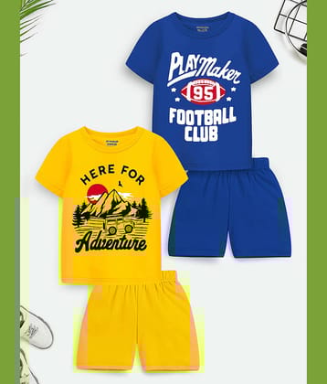 Trampoline Pack of 2 Boys Cotton Blend T-Shirt & Shorts Set ( Multicolor )